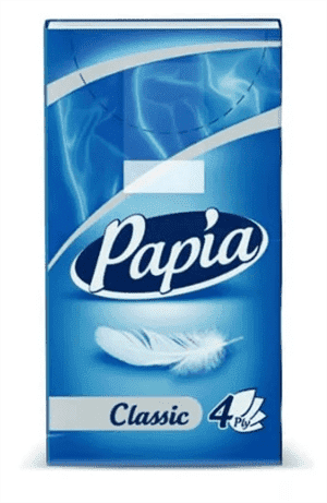 Бумажные платочки Papia Classic 4-х слойные белые 10 штук
